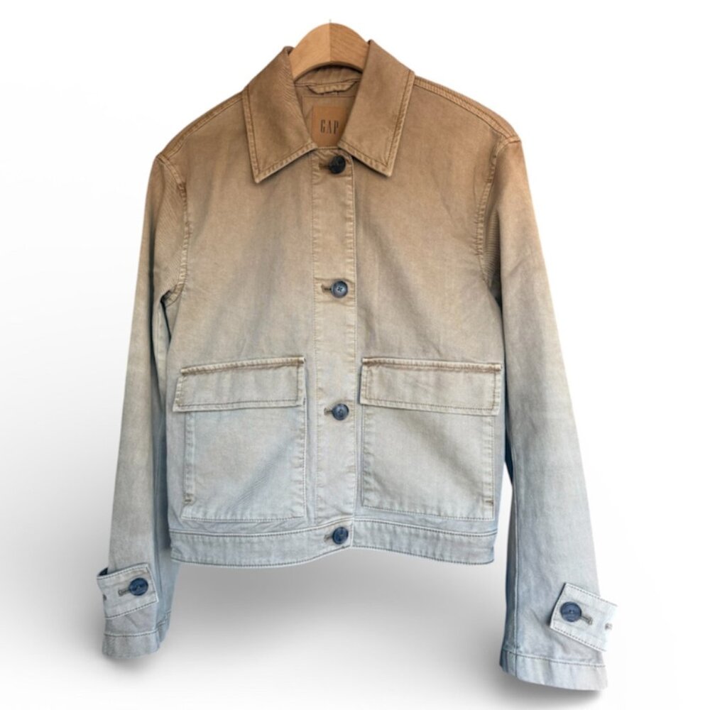 GAP Easy Utility Jacket Perfect Khaki XS Button Front Cotton Chore Coat - Picture 1 of 17